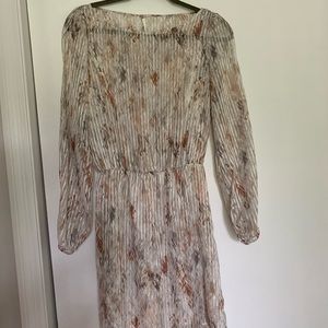 WHBM geo print metallic dress with long sleeves